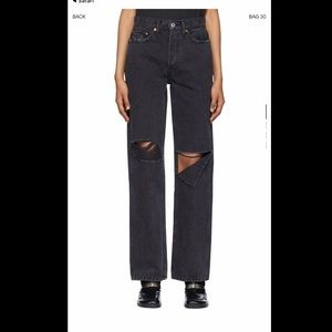Redone re/done black distressed loose jeans 25 NWT
